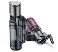 Paquete de 2, VVAY Jet Flame Mechero de Gas Recargable con 3 Llamas Tipo soplete, Vendido sin Gas