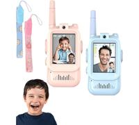 Paquete de 2 walkie-talkies con vídeo para niños de 3 a 12 años, recargables con pantalla y cámara HD, compatibles con juegos infantiles (azul +