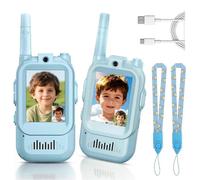 Paquete de 2 walkie-talkies de vídeo para niños, intercomunicadores de vídeo portátiles recargables para niños, juguetes para interiores y e
