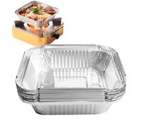 Paquete de 20 bandejas de aluminio desechables, forros rectangulares para freidora de aire, de aluminio para hornear, recipientes de alimentos para cocinar a la parrilla, sartenes aptas para