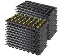 Paquete de 20 Bandejas para Iniciar Semillas, Bandejas de Plantación Reutilizables de 32 Celdas para Plántulas, Bandeja de Vivero de Plástico con Orificios de Drenaje para Jardinería, 54x28 cm, Negro