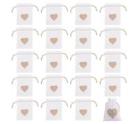 Paquete De 20 Bolsas Con Cordón Impresas En Forma De Corazón, Bolsas De Almacenamiento De Artículos Pequeños, Bolsas Con Cordón De Lino, Bolsas De Regalo De Yute, Bolsas De Joyería (8 * 10 Cm)