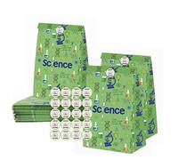 Paquete de 20 bolsas de fiesta de ciencia con calcomanías, bolsas de papel de regalo para regalo de ciencia loca bolsas de fiesta de cumpleaños, bolsas de regalo para niños, cumpleaños, baby shower, I LOVE CIENCE suministros de decoración de fiesta