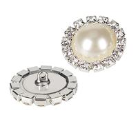 Paquete de 20 botones de diamantes de imitación para ramo de novia, parte trasera plana, perlas de cristal plateado, flores de diamantes de imitación, ramo de novia para hacer joyas, decoración de