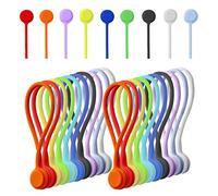 Paquete de 20 bridas magnéticas de silicona reutilizables para el hogar y la oficina, organizador de cables, soporte magnético, organizador de cables, imanes de nevera, accesorios perfectos para el