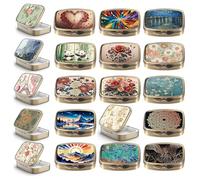 Paquete de 20 cajas organizadoras portátiles de metal para píldoras, 2 compartimentos, para joyas, viajes, esenciales, elegantes