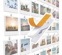 Paquete de 20 clips autoadhesivos para fotos - Marcos de fotos, clip de madera blanca para soportes de fotos para pared, tarjetas de fotos para colgar tableros de exhibición y tableros de fotos