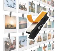 Paquete de 20 clips autoadhesivos para fotos - Marcos de fotos, clip de madera negra para soportes de fotos para pared, tarjetas de fotos para colgar tableros de exhibición y tableros de fotos