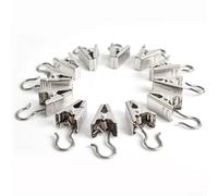 Paquete de 20 clips de cortina de metal con ganchos plateados para colgar cortinas, exhibición de fotos y uso en lavandería, herrajes de agarre fuerte de 18,3 mm de longitud