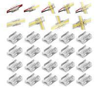 Paquete de 20 conectores de tira de LED de 2 pines 8 mm sin soldadura COB SMD conectores de tira conectores en ángulo de 2 pines 8 tipos de conexión (forma L/T) para SMD 5050/3528