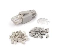 Paquete de 20 Conectores RJ45 Blindados CAT7 Cat6A Conector Modular Cat7 RJ45 con Barra de Carga y Botas de Alivio de TensióN RJ45 Gris 8P8C
