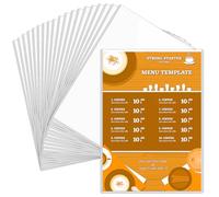Paquete de 20 fundas de menú A4 de una sola página, doble vista, fundas de menú de PVC transparente, carga superior para restaurantes, bares, cafeterías, escuela en casa