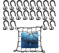 Paquete de 20 Ganchos de Red de Nailon Resistente,Red elástica de Almacenamiento de camión,Red de camión,Red para Casco de Motocicleta,Transporte de Red elástica para Coche,Kayak/Barco Red de Carga