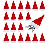 Paquete de 20 mini gorros de Santa para Navideños Cubiertos - Perfectos para Centro Mesa Fiestas de Navidad, Adornos para cenas Festivas Ideal para Eventos