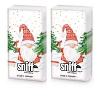 Paquete de 20 pañuelos individuales con diseño de enano de invierno en la nieve. 2 paquetes de 10 pañuelos individuales impresos como regalo.