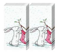 Paquete de 20 pañuelos individuales de Navidad con diseño de conejo de nieve. 2 paquetes de 10 pañuelos individuales impresos como regalo.