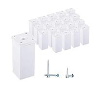 Paquete de 20 patas blancas de 10 cm de altura ajustable para muebles, perfil angular: 40 x 40 mm, materiales: aluminio, plástico, tornillos incluidos (20, blanco)
