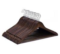 Paquete de 20 perchas de madera para trajes con barra antideslizante para pantalones, diseño retro extra suave, sin astillas, ideal para trajes, abrigos y vestidos, solución duradera y elegante para