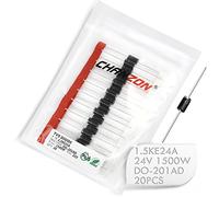 (Paquete de 20 piezas) Chanzon TVS Diodos 1.5KE24A 1.5KE24 1500W 24V DO-201AD (DO-27) Canal unidireccional 1500 Watt 24 Volt