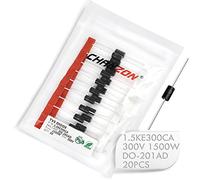 (Paquete de 20 piezas) Chanzon TVS Diodos 1.5KE300CA 1500W 300V DO-201AD (DO-27) Canal bidireccional 1500 Watt 300 Volt