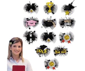 Paquete de 20 pinzas de pelo de graduación, 3.9 x 3.75 pulgadas, pinzas antideslizantes para mujeres, niñas, estudiantes, compañeros de clase, peluquería y maquillaje, material de malla