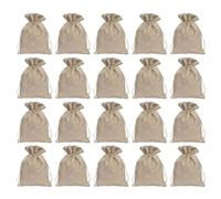 Paquete de 20 sacos reutilizables con cierre de cordón, bolsas de lino de arpillera para embalaje, recuerdos de boda, fiesta, joyas, elegantes bolsas de lino con cordón