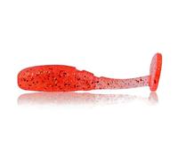 Paquete de 20 señuelos Blandos Micro Finesse de 3,5 cm con diseño de pez Gordo pequeño y Cola en T for lubina, pez Pan y Trucha. Equipo de Pesca(Orange Red)