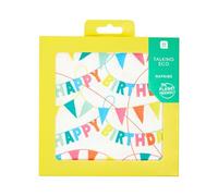 Paquete de 20 servilletas de feliz cumpleaños reciclables para el hogar | Vajilla desechable, ecológica, sin plástico | Decoraciones para fiestas de arcoíris, diseño de banderines, unisex