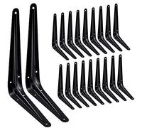 Paquete de 20 soportes de estante de 8 pulgadas, soporte flotante de metal negro resistente y resistente, soporte decorativo en L de hierro rústico, soportes en J, soporte de esquina de ángel de pared