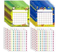 Paquete de 20 tablas de recompensas tabla de pegatinas de incentivos, tabla de estrellas para el aula, tablas de recompensas para el comportamiento de los niños con 1200 pegatinas de estrellas