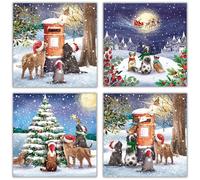 Paquete de 20 tarjetas de Navidad benéficas NSPCC, Marie Curie, BHF, Alzheimer's Society, Age UK, Samaritans - Perros y gatos artísticos - 5 de cada uno de 4 diseños - Fabricado en el Reino Unido -