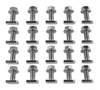 Paquete de 20 tornillos de cabeza de martillo de acero inoxidable 304 con tuercas de brida M8, paso de rosca 1 25, para montaje de riel tipo 28/15 según DIN 6923 (M8 x 40)