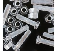 Paquete de 20 tornillos y tuercas de cabeza cilíndrica con ranura en cruz, Arandelas, transparentes, de Plástico Acrílico. M5 x 20mm