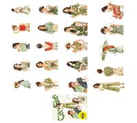 Paquete de 20 transferencias adhesivas de dibujos animados City Girl para diarios de arte, decoración de teléfono, plan creativo, papel extraíble, materiales de escritura de dibujos animados