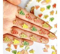 Paquete de 20 uñas de resina de lujo para árbol de Navidad, decoración artística para manicura de larga duración, para eventos festivos