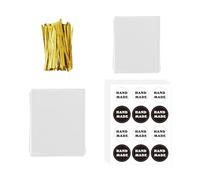 Paquete De 200 Bolsas De Plástico Transparentes, Con 120 Pegatinas Y 1 Alambre Para Envolver, Bolsas Para Envolver Alimentos, Accesorios Para Hornear, Bolsas Para Dulces, Bolsas Para Regalo