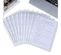 Paquete de 200 bolsillos ponchados A4, bolsillos perforados de plástico con apertura lateral, bolsillos transparentes de 30 micras, bolsillos transparentes para carpeta de archivos para protección de