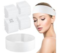 Paquete de 200 diademas desechables no tejidas, bandas elásticas suaves para el cabello para salón y cuidado de la piel, cierre conveniente para un uso fácil