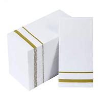 Paquete de 200 toallas desechables para invitados, toallas de mano de papel, servilletas decorativas para baño, cocina, fiestas, bodas, cenas o eventos, color blanco y dorado