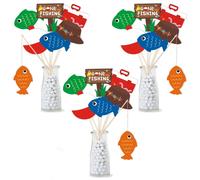 Paquete de 21 palitos para centro de mesa de fiesta con tem tica de pesca, el peque o pescador, el gran pez, adornos de mesa, carretes de pesca p