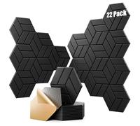 Paquete de 22 paneles de espuma a prueba de sonido, paneles acústicos autoadhesivos de 12 x 10 x 0.4 pulgadas, paneles de pared insonorizados de alta densidad, paneles acústicos absorbentes de sonido