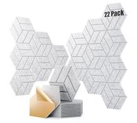 Paquete de 22 paneles de espuma a prueba de sonido, paneles acústicos autoadhesivos de 12 x 10 x 0.4 pulgadas, paneles de pared insonorizados de alta densidad, paneles acústicos absorbentes de sonido