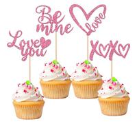 Paquete de 24 adornos para cupcakes para el día de San Valentín, con purpurina XOXO Love You, decoración para tartas para el día de San Valentín, boda, despedida de soltera, fiesta de cumpleaños