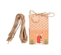 Paquete de 24 bolsas de regalo de papel de Navidad, exquisita caja de caramelos con forma de caba?a, bolsas de regalo de papel kraft, bolsas de Navidad a granel, buenas para regalos de fiesta de