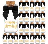 Paquete de 24 botellas de vidrio Ethisa Vintage para fiestas de cumpleaos de adultos con cintas y pegatinas. Elegantes recuerdos de feliz cumple