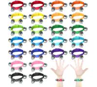Paquete de 24 cascabeles de muñequera, 12 colores, campanas de muñeca, campanas de mano musicales ajustables, instrumentos de percusión de instrumentos de ritmo, juguete para niños, aula, Navidad