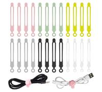 Paquete de 24 correas de silicona reutilizables y ajustables de 4,2 pulgadas para cables, con sistema de enrollado y cierre de velcro (paquete de 24).