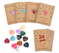 Paquete de 24 divertidas tarjetas de intercambio de San Valentín con gemas en forma de corazón, regalo divertido para niños y niñas, clase, aula, escuela, fiesta