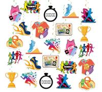 Paquete de 24 espirales colgantes para correr, decoración de techo para deportes, fitness, fiesta de cumpleaños, suministros de fiesta de correr