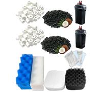 Paquete de 24 filtros de acuario compatibles con los filtros Fluval 406/407 de bidón compuesto por bioespuma, carbón activado y anillos de cerámica para agua dulce y mar